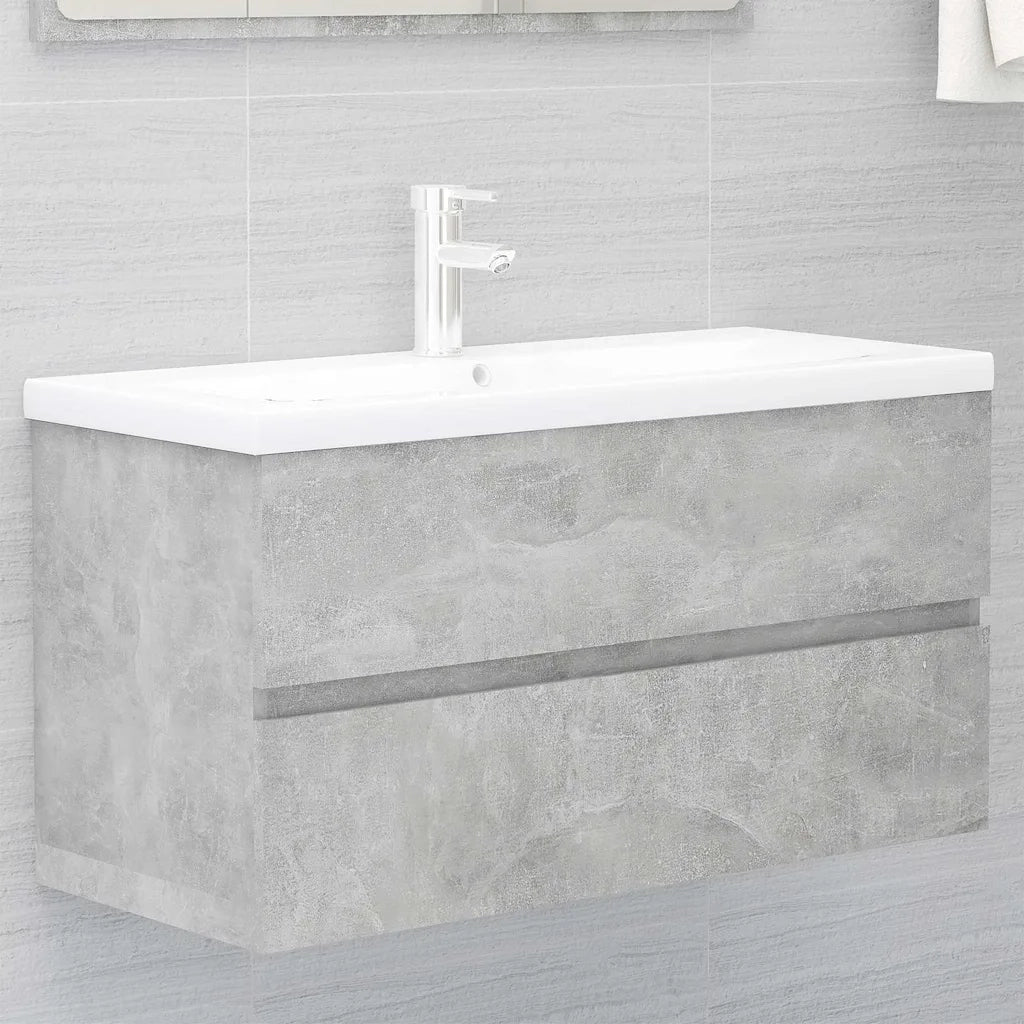 Mobile con Lavabo | Armadio Lavabo Integrato Grigio Cemento in Legno Multistrato