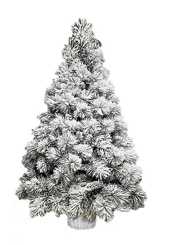 Albero di natale a metà da parete innevato basket white h.120 cm con vaso in rattan bianco cm sia per ambienti interni che per esterni 177 rami