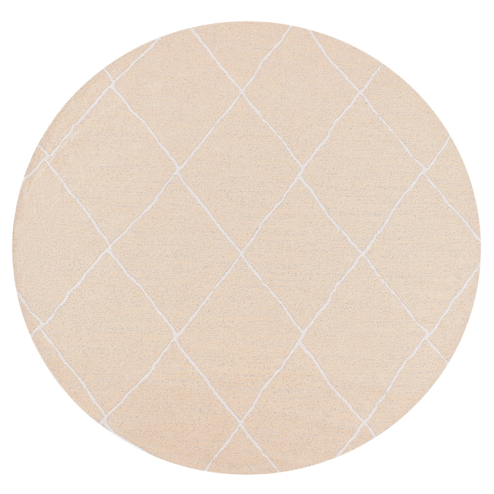 Tappeto rotondo per interni e per esterni con motivo geometrico ⌀ 120 cm Beige stile moderno balcone patio