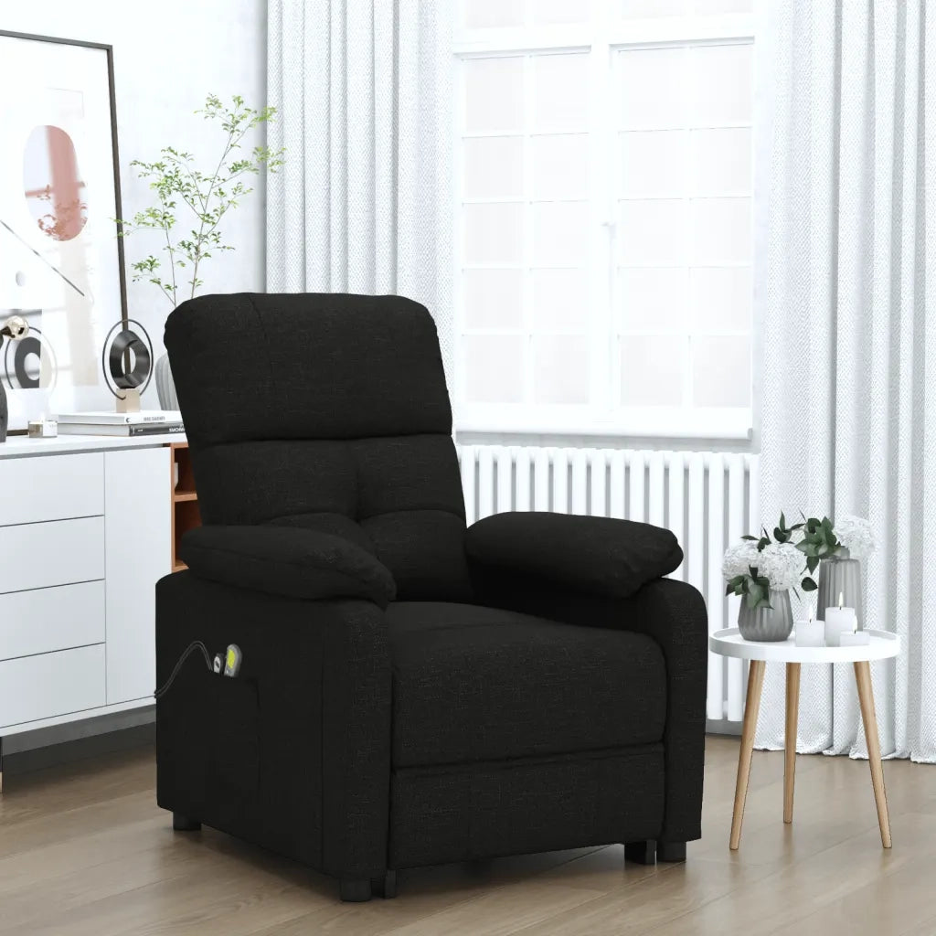 Poltrona Massaggiante | Sedia Relax Elettrica Nera in Tessuto