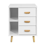 Comodino Piccolo Tavolino Divano Con 3 Cassetti Comodino Comodini L48*P40*A60cm Bianco FBT95-W SoBuy