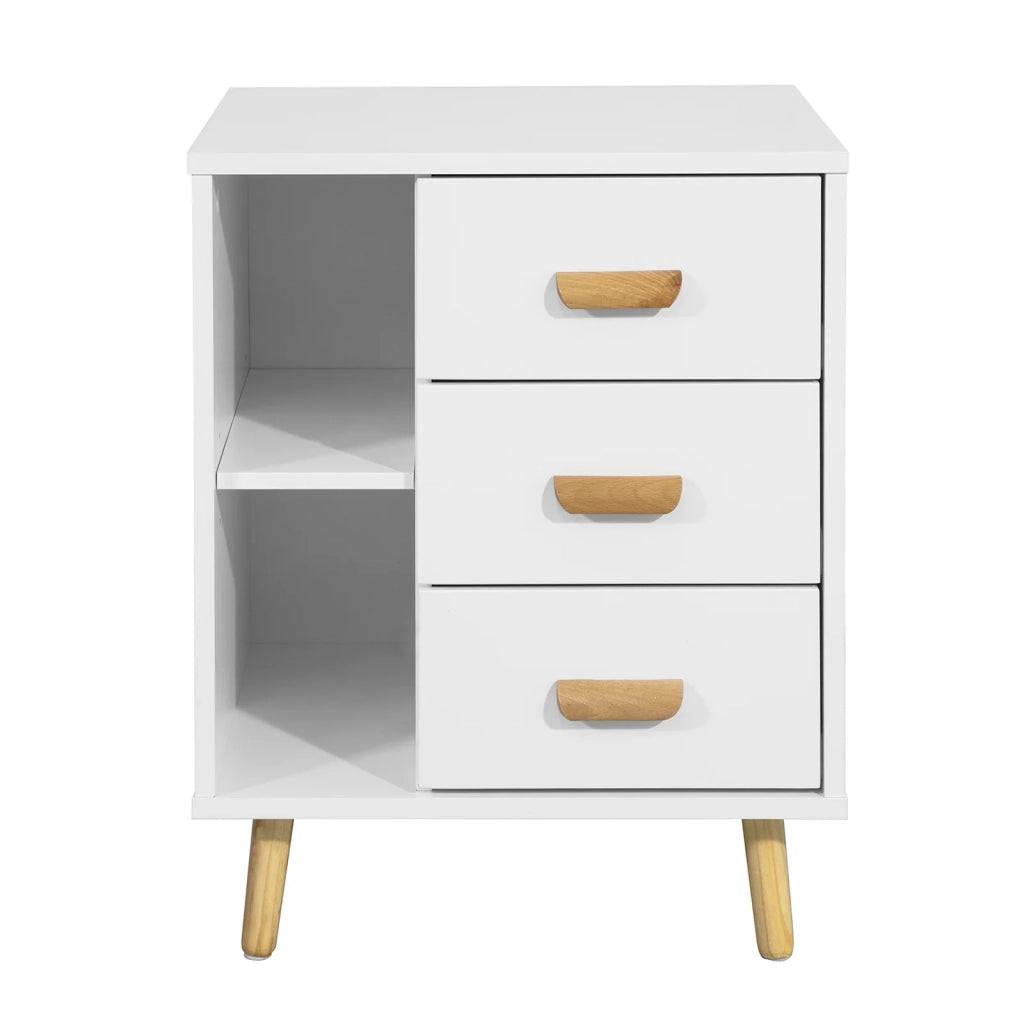 Comodino Piccolo Tavolino Divano Con 3 Cassetti Comodino Comodini L48*P40*A60cm Bianco FBT95-W SoBuy