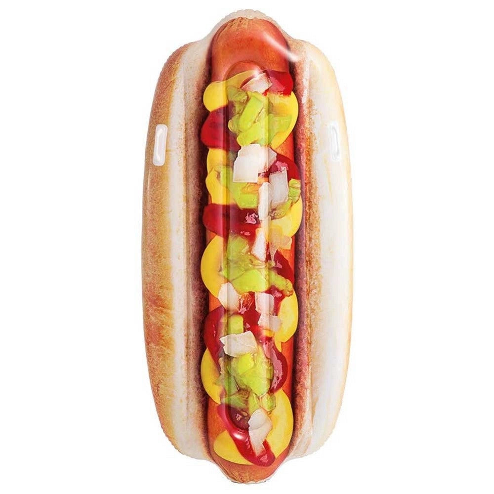 Trade Shop - Materassino Isola Gonfiabile Stampa Hot-dog In Pvc Mare Piscina 108 X 89 Cm -