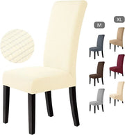 Hoezen per sedile per tavolo da pranzo rimovibili e lavabili per uso domestico, ristorante, hotel decorativo (6 pezzi, crema) - M