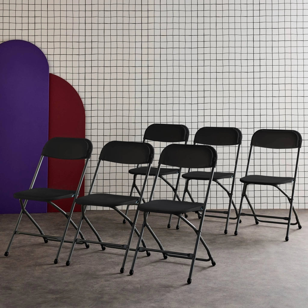 Set 6 sedie da ricevimento pieghevoli, grigio scuro