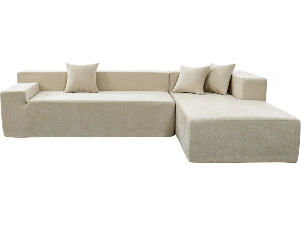 Divano angolare in tessuto testurizzato "Tessaro" - 4 posti - Beige