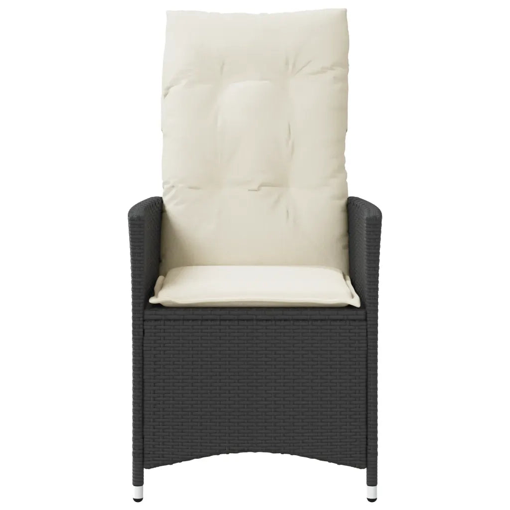 Sedia Reclinabile da Giardino con Cuscini Nera in Polyrattan 365638