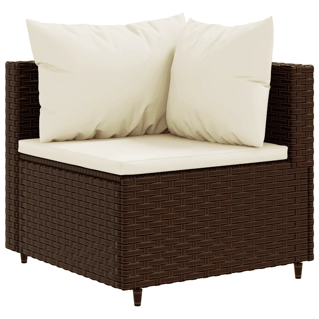 Set Divani da Giardino 8 pz con Cuscini in Polyrattan Marrone
