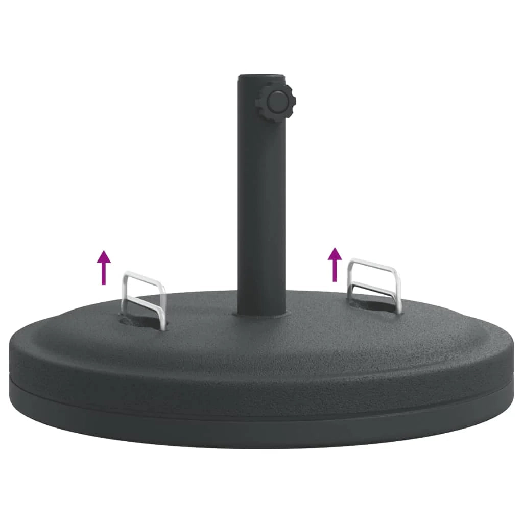 Base per ombrellone rotonda stabile con manici 50 x 33,5 cm per pali da 38 e 48 mm PE nero 02_0056656