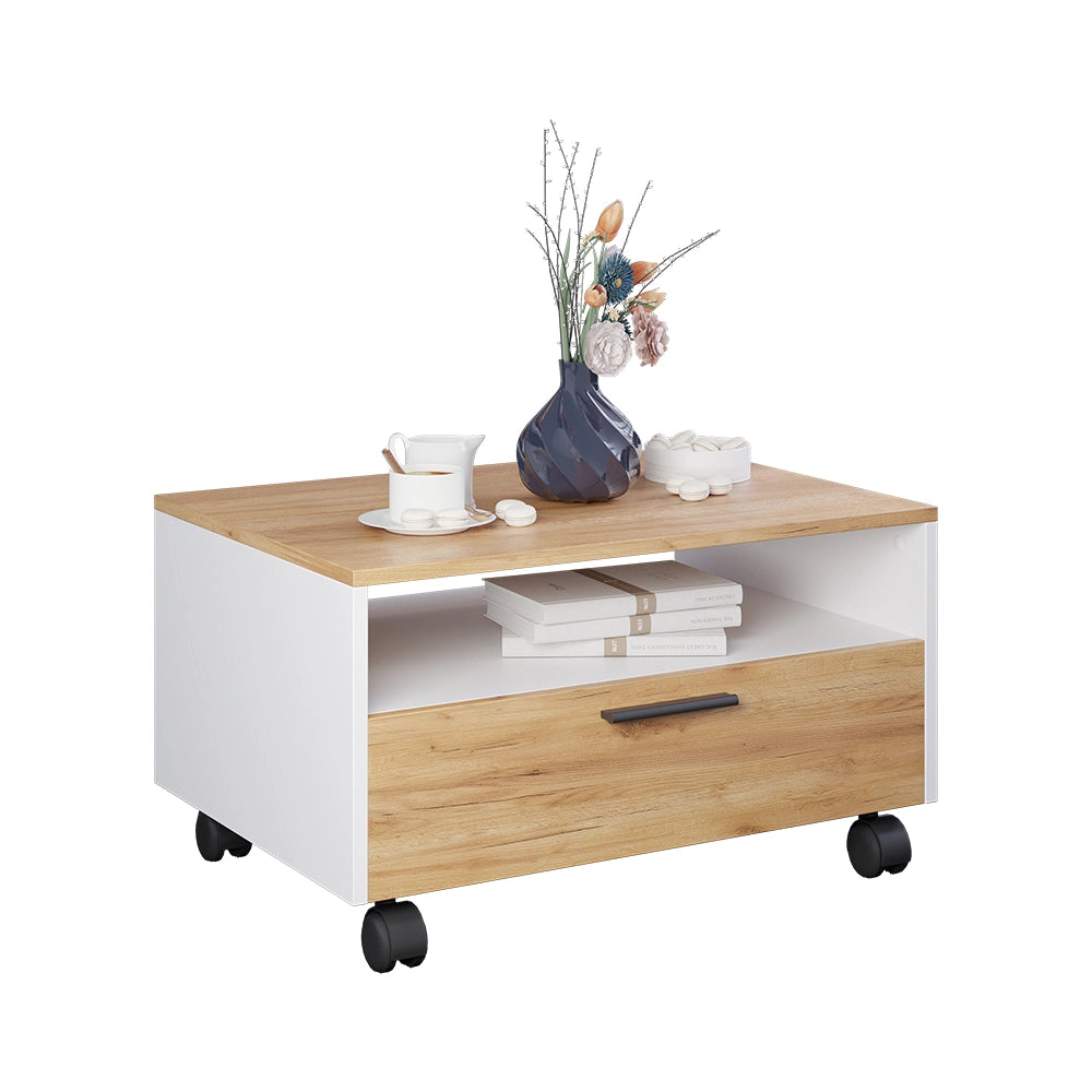 Vicco Tavolino Rovere bianco/dorato 70 x 52.4 cm