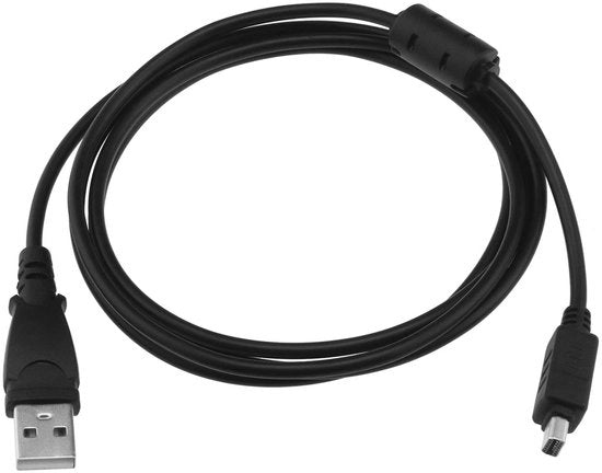 Cavo di caricamento USB - Cavo di trasferimento dati - Doppia funzionalità - Nero - Compatibile con Olympus - 1,5 Metro - Adatto per dispositivi...