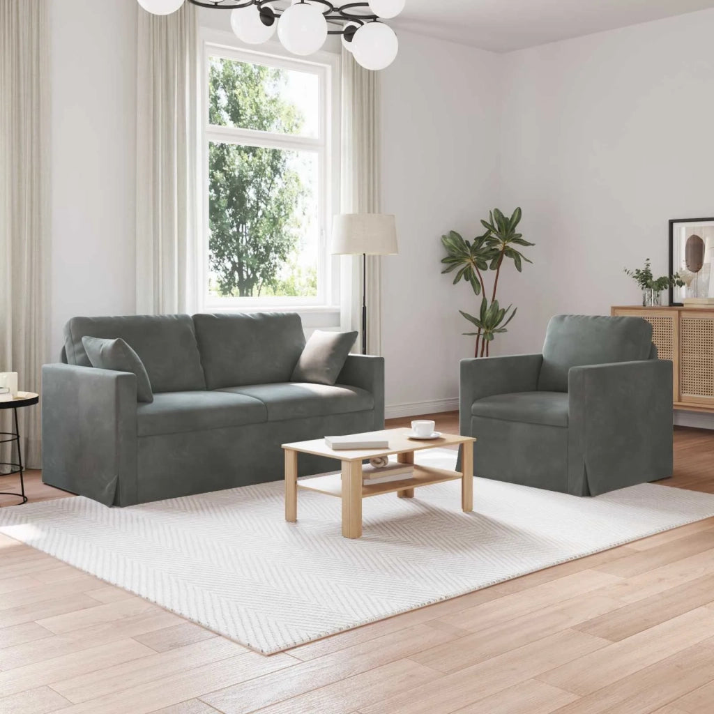 Set di divani 2 pcs Grigio scuro 158 x 78 x 80 cm Velluto