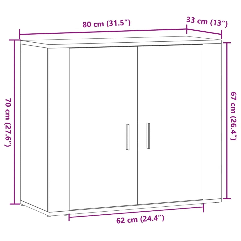Credenza-Buffet-Armadio da cucina Legno Vecchio 80x33x70 cm in Truciolato 757490