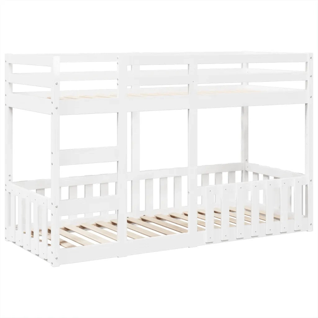 Letto a Castello Bianco 90x190 cm in Legno Massello di Pino