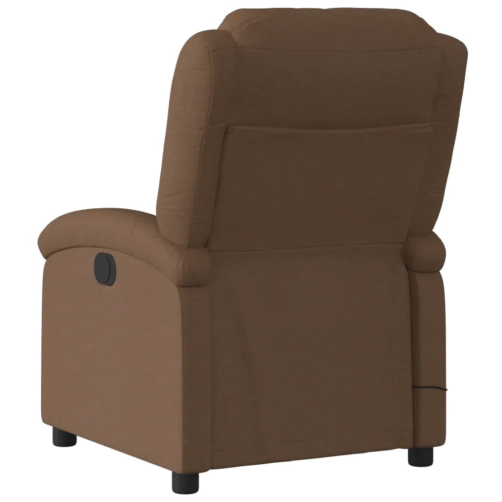 Poltrona Massaggiante | Sedia Relax Reclinabile Elettrica Marrone in Tessuto