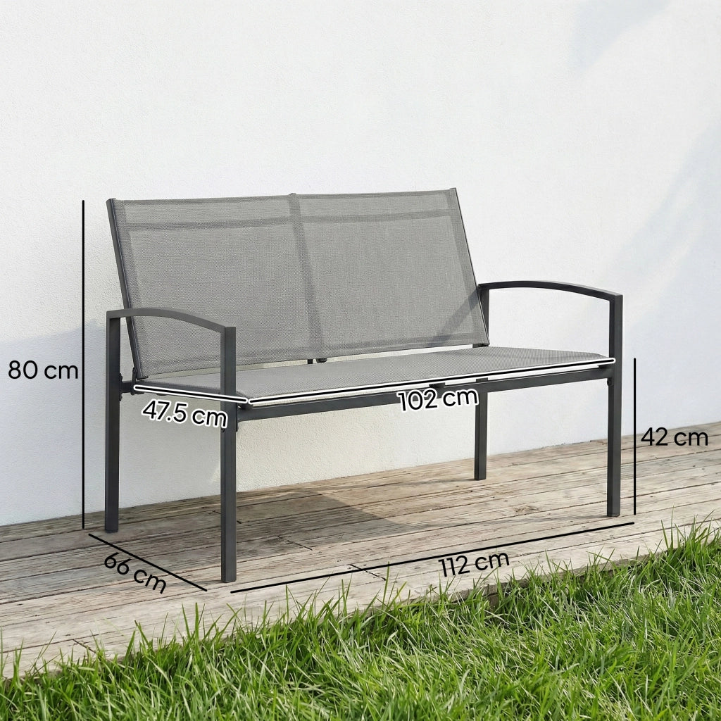 Panca da Giardino 112x66x80 cm 2 posti in Tessuto Texteline e Metallo Grigio