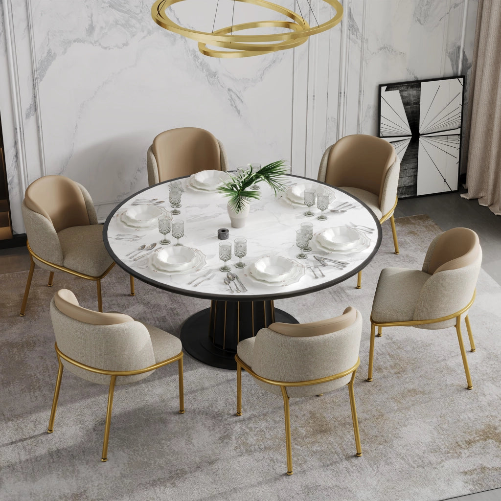 Sedia da pranzo con Schienale Ergonomico e Piedini Regolabili, in Metallo e Legno, Beige Cachi