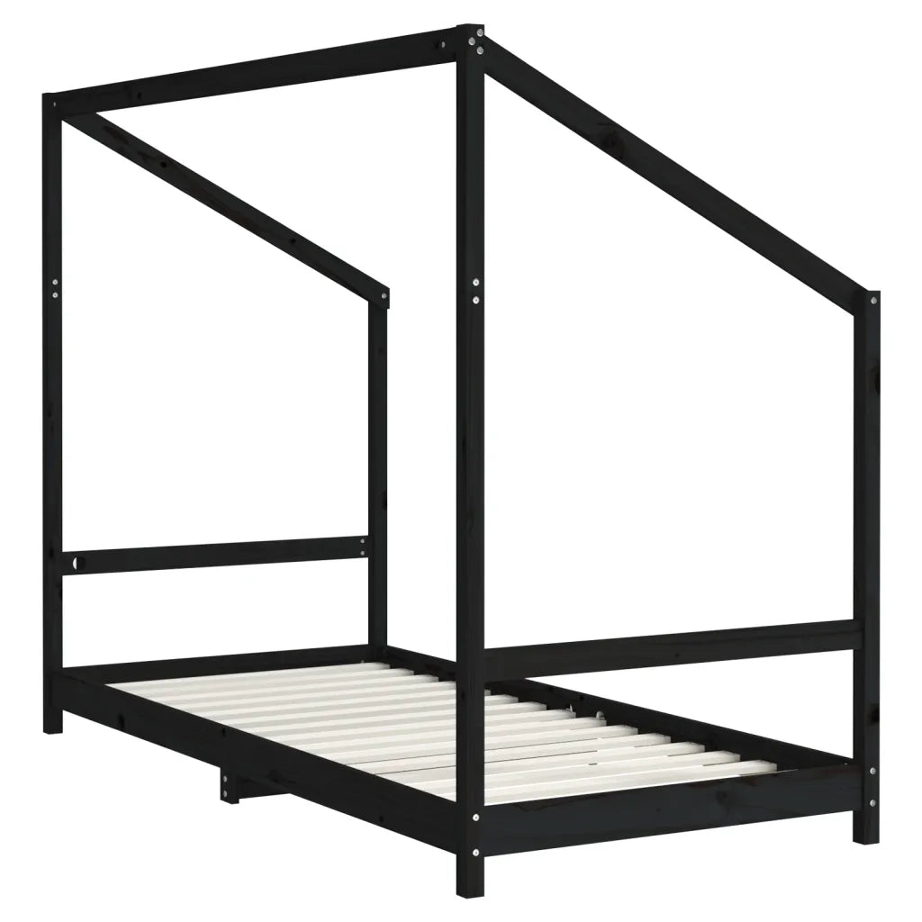 Giroletto per Bambini-Struttura Letto Bambini Nero 2x(90x190) cm Legno Massello di Pino