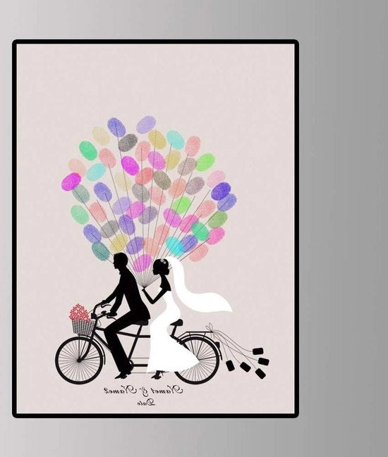 Diario delle impronte digitali a mano con pennarelli a 6 colori per guestbook - Regalo per matrimoni - 30 x 40 cm