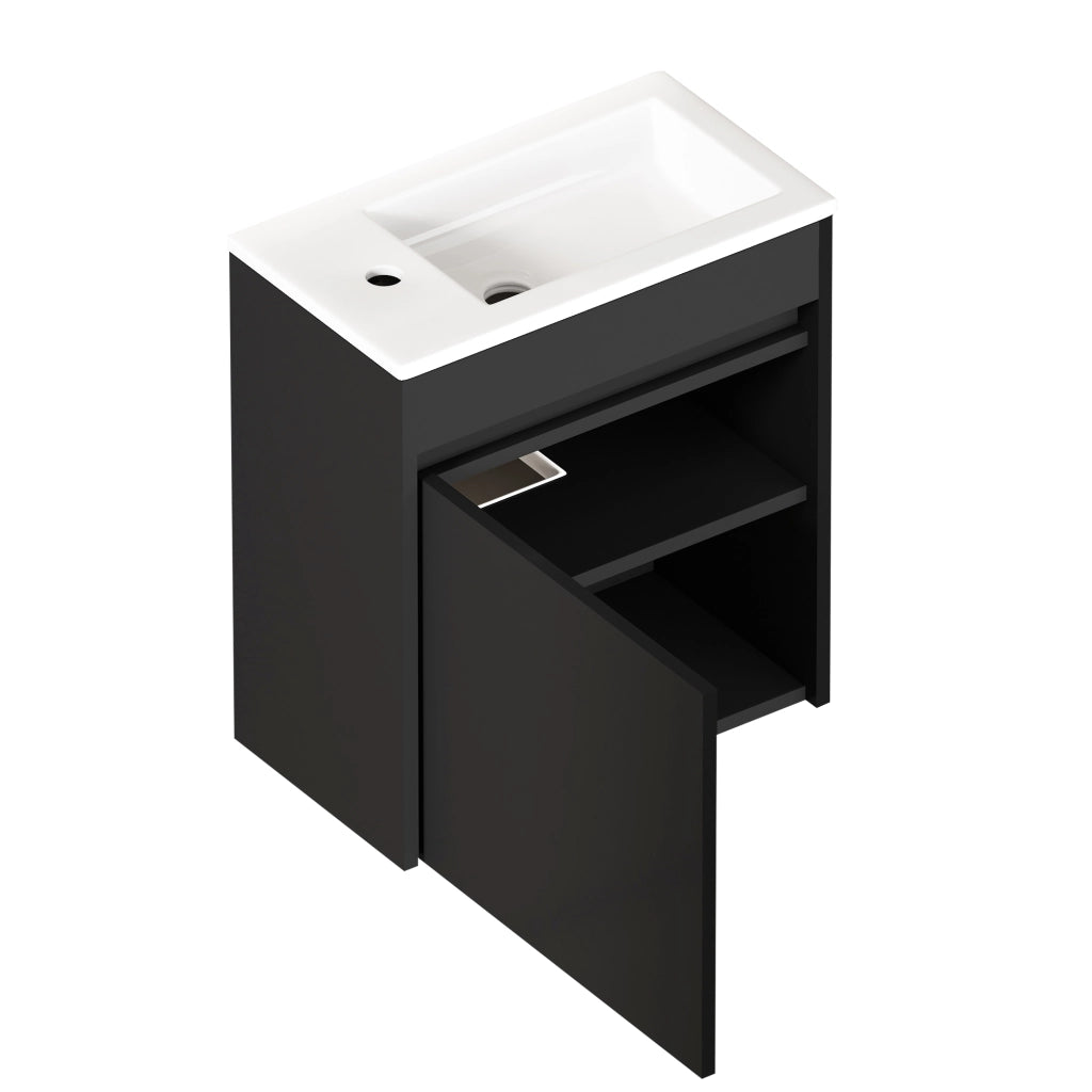 Armadietto Bagno con Anta Soft-Close ¨C MINIMAL ¨C Nero, 46 cm