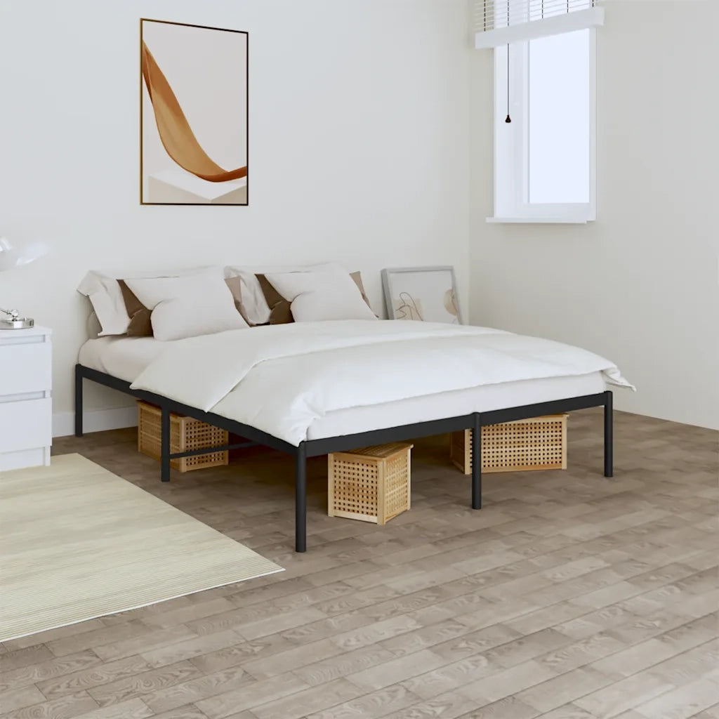 Letto matrimoniale | Letto per adulti | Giroletto in Metallo Nero 160x200 cm