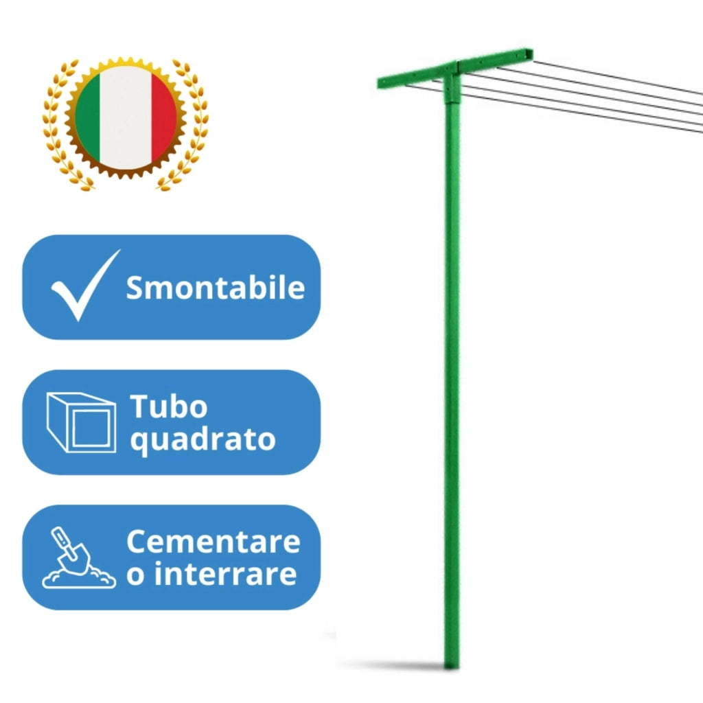 Andrys Stendi Biancheria Esterno Smontabile Verde H220cm (Filo 20m)