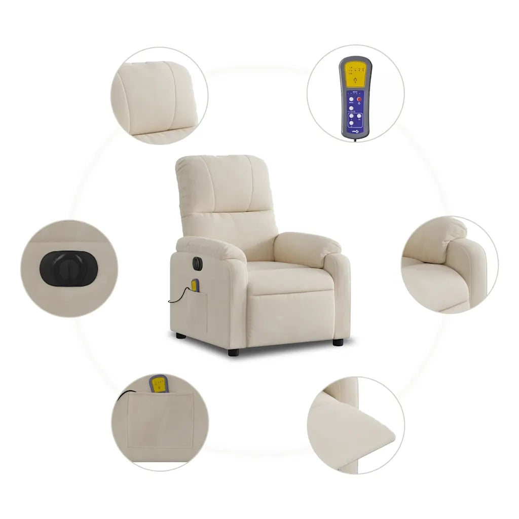 Poltrona Reclinabile Massaggiante Elettrica Beige Microfibra 3204927