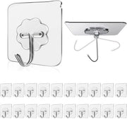 Haken da Appendi asciugamani trasparenti e inespansi, max 15Kg, impermeabili e resistenti all'olio, da applicazione veloce e da utilizzo industriale, pacchetto da 20 pezzi per applicazione su plafoni di bagno, cucina e utility.