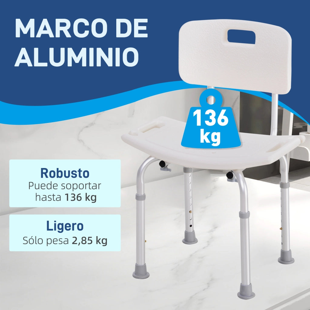 Sedia da doccia regolabile antiscivolo ¨C Minimal ¨C 136 kg