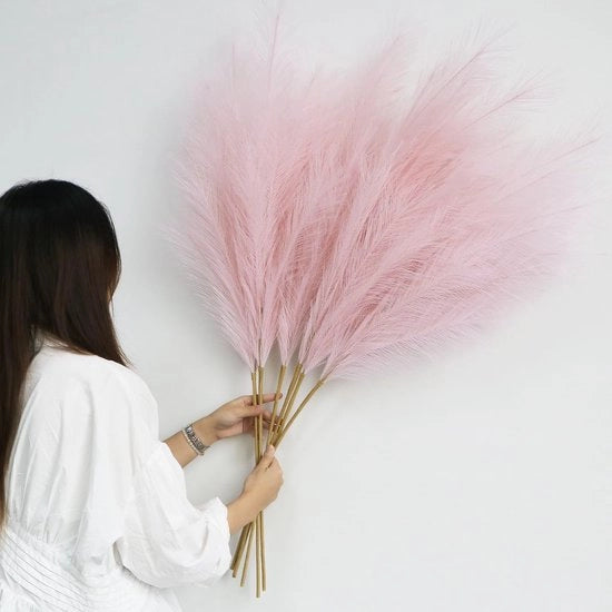 Pacco di 6 Gramigne di Pampas Secche Grandi 113 cm Bianche di Gramigne Artificiali per Sala, Casa, Corridoio, Vaso, Decorazione Boho (Rosa Chiaro)
