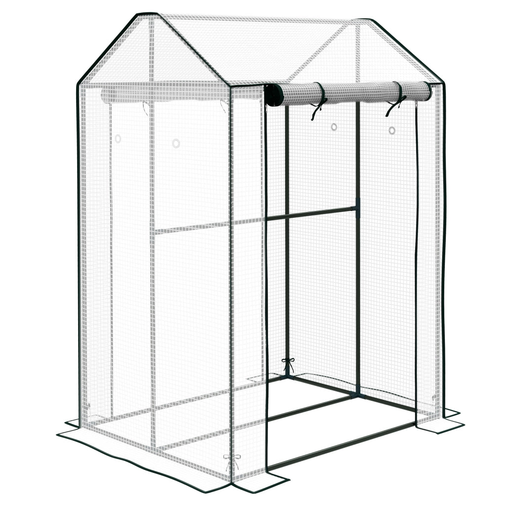 SERRA da giardino 100x80x150 cm in acciaio bianco con doppia porta
