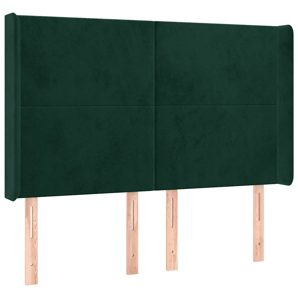 Letto a Molle con Materasso e LED Verde Scuro 140x190cm Velluto