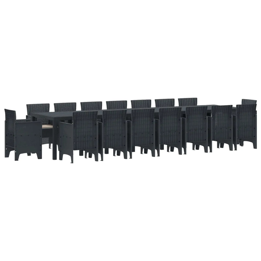 Set da pranzo da giardino con cuscini 17 pcs Antracite PP
