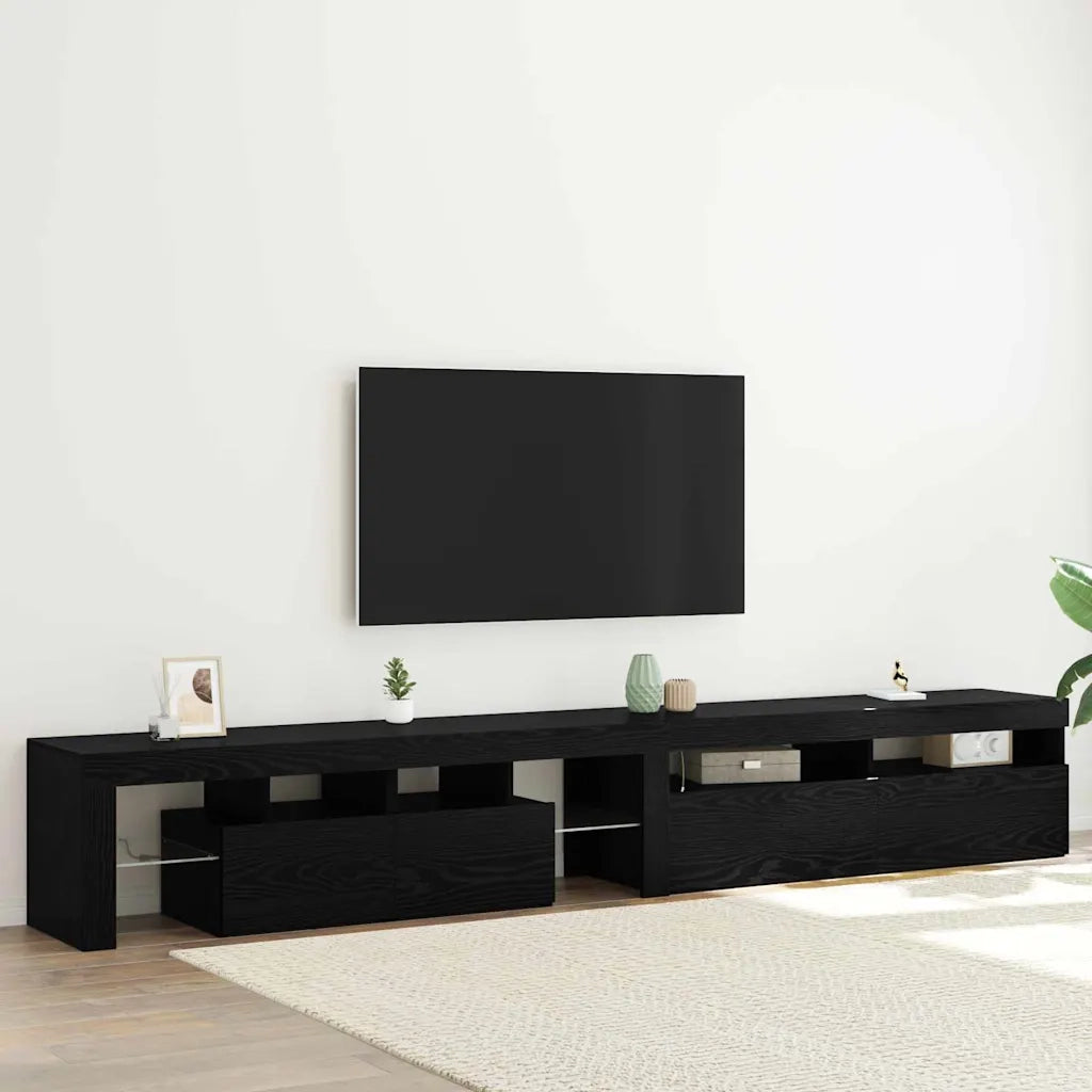 Mobile TV 2 pz-Mobile per TV-Credenza TV Rovere Nero 260 x 37 x 40 cm Legno multistrato 412244