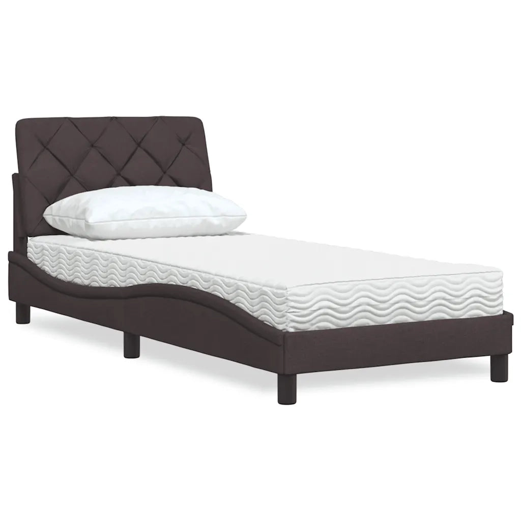 Letto con Materasso Marrone Scuro 90x200 cm in Tessuto 3310716