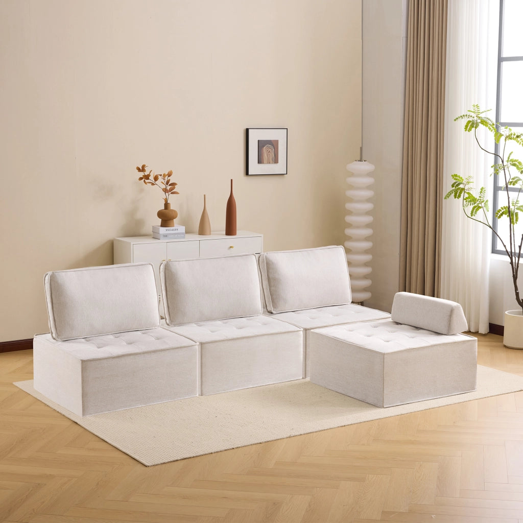 DIVANO modulare beige, struttura in compensato