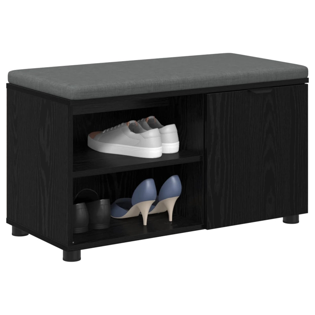 Panca per ingresso con cuscino Rovere Nero 80 x 38 x 46 cm