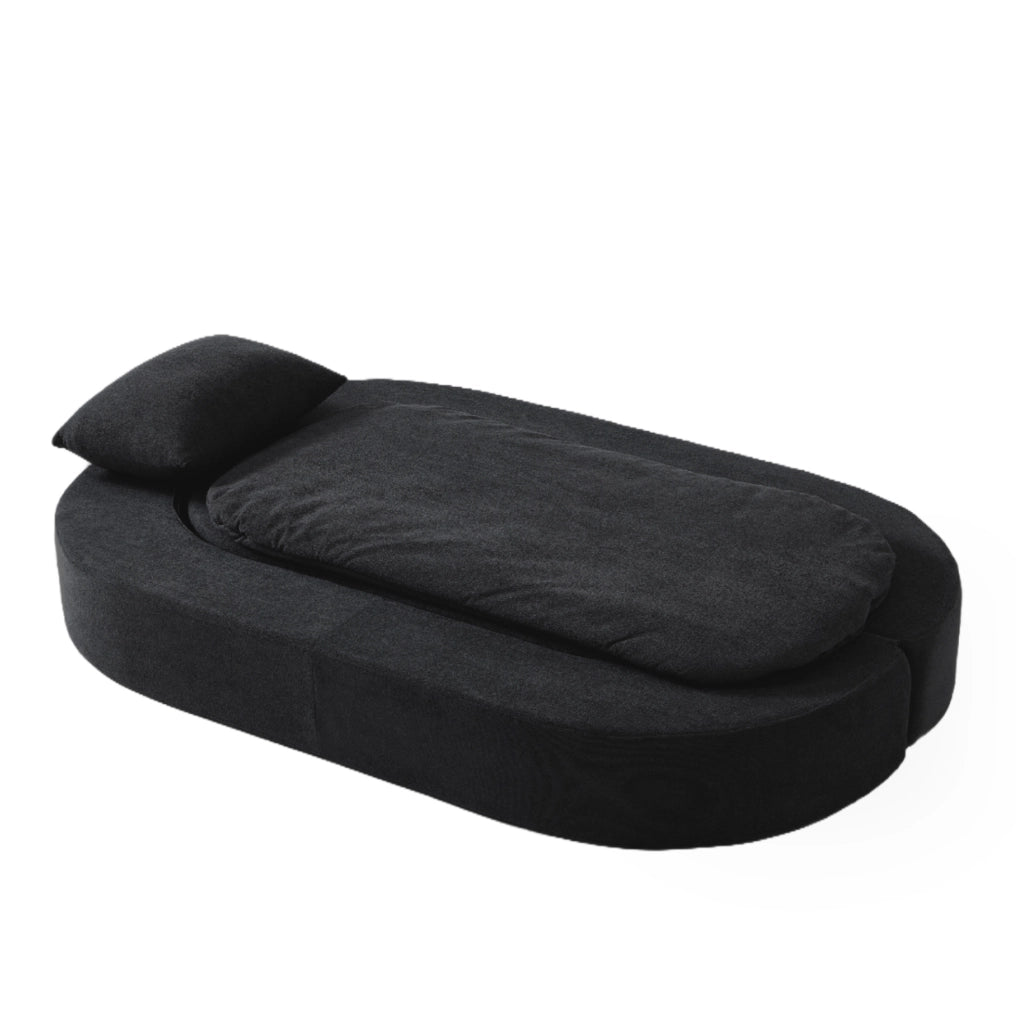 Divano letto pieghevole multifunzione 3 in 1 in flanella; nero