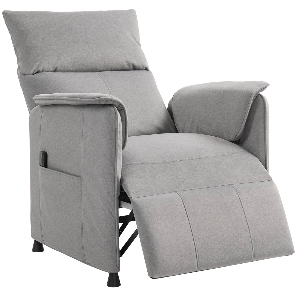 Poltrona relax elettrica reclinabile con poggiapiedi, telecomando, grigio ¨C zephmum