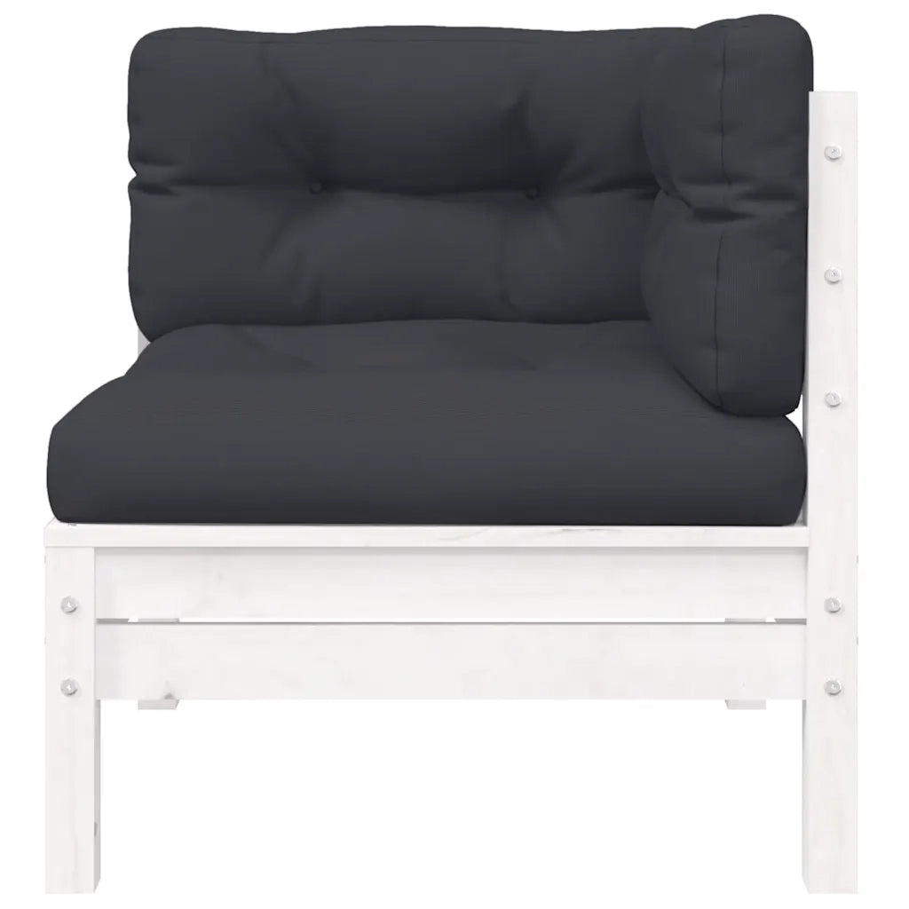 Set Divani da Giardino 3 pz con Cuscini-Sofa da giardino Bianco in Massello Pino