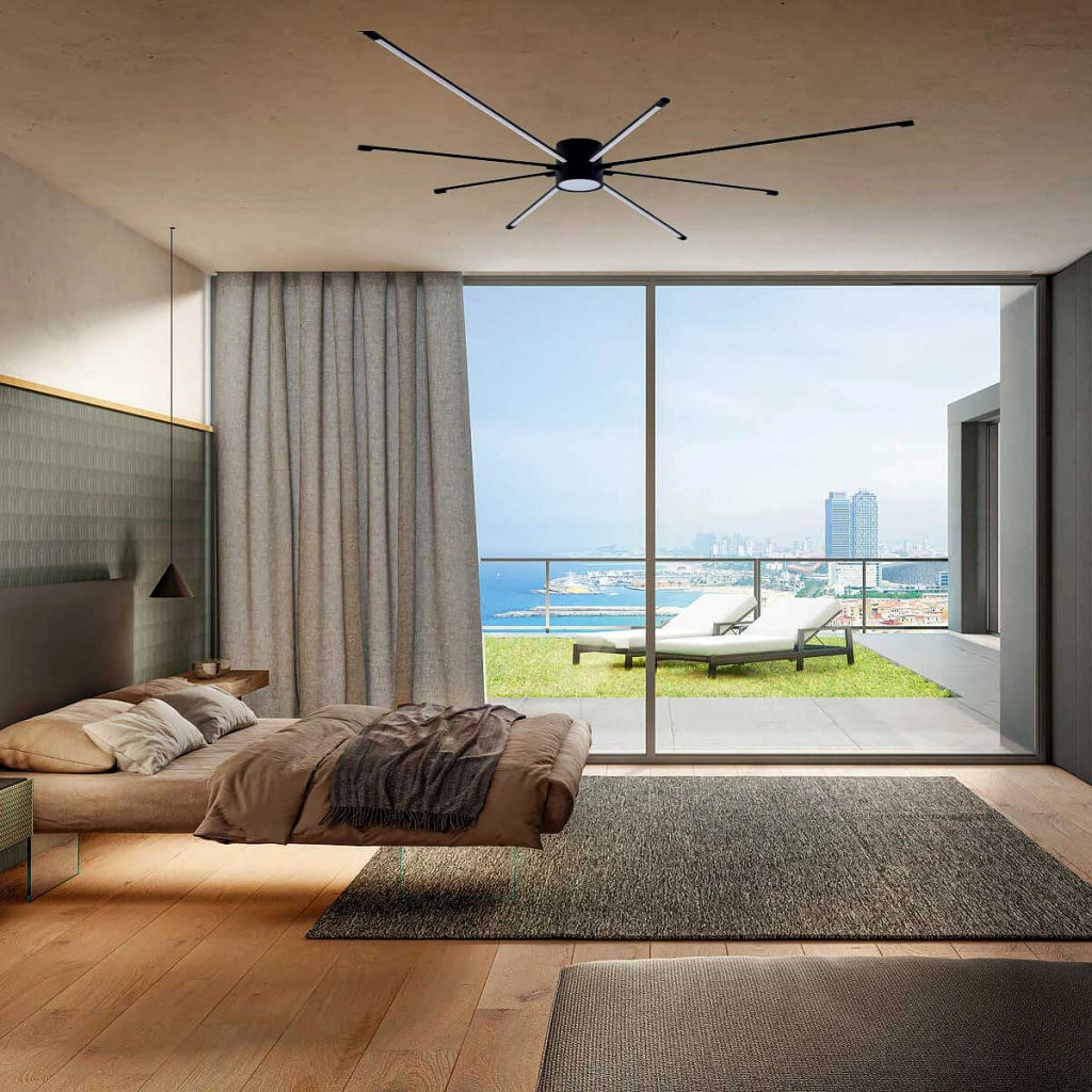 Lampadario plafoniera moderno a led 9 luci da soffitto forma ragno da 42w 3360lm nero luce naturale