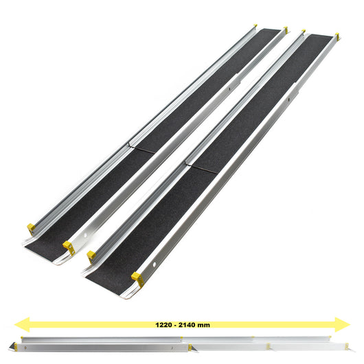2x rampe telescopiche in alluminio Max 270 kg con rivestimento antiscivolo e bordi alti ai lati
