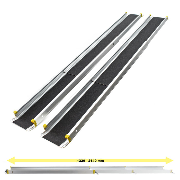 2x rampe telescopiche in alluminio Max 270 kg con rivestimento antiscivolo e bordi alti ai lati