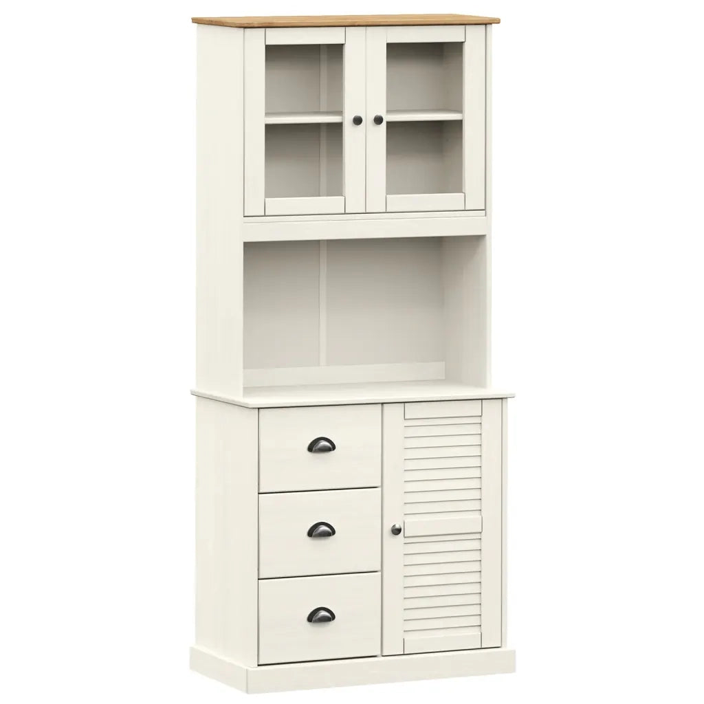 Credenza VIGO Bianca 78x40x175 cm in Legno Massello di Pino 3188305