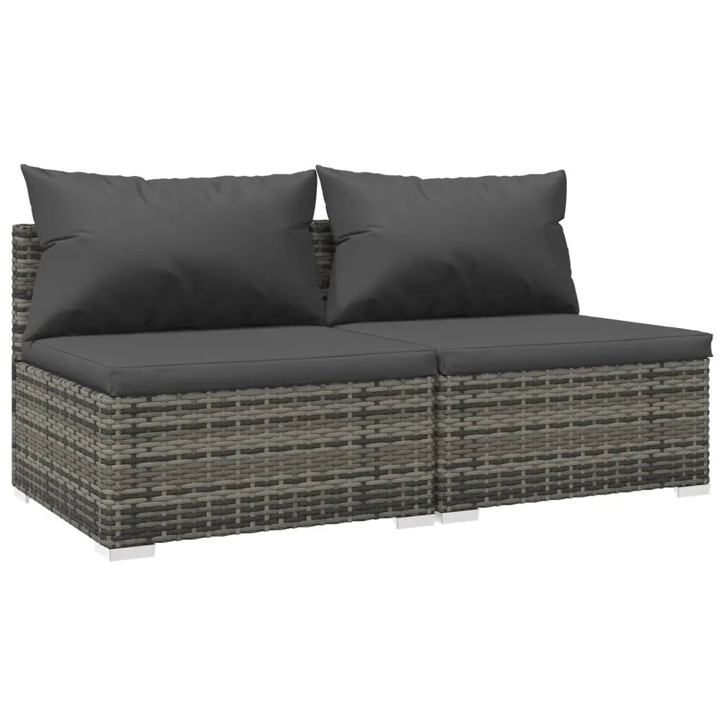 Set Divani da Giardino con Cuscini 2 pz in Polyrattan Grigio 3101397