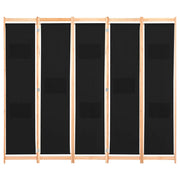 Divisorio a 5 Pannelli Nero 200x170x4 cm in Tessuto 248185