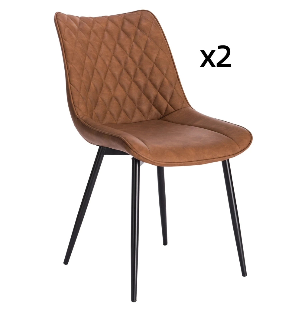 Sedia da pranzo 85,5 cm in similpelle marrone chiaro, set da 2