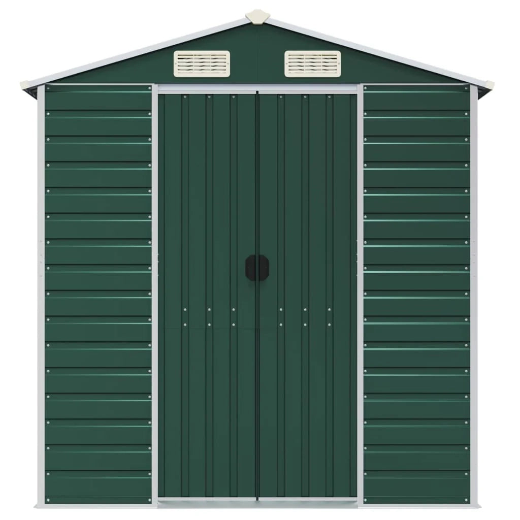 Casetta da giardino cabina ripostiglio casetta da esterno robusta casetta per attrezzi 191 x 725 x 198 cm acciaio zincato verde 02_0022354