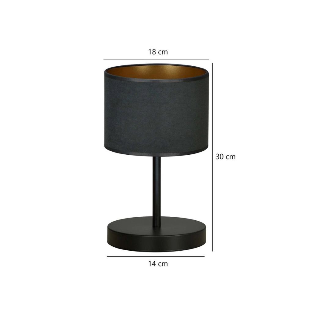 Lampada da tavolo Hilde in acciaio nero con interno dorato