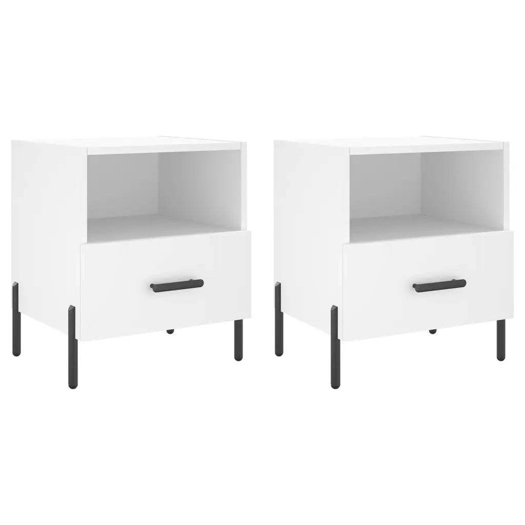 Set di 2 Comodini | Armadio da Notte | Mobiletto da notte Bianchi 40x35x47,5 cm in Legno Multistrato